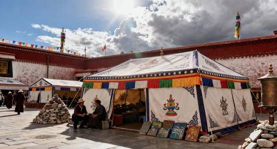 Tibet travelling--The local set up tents at the top of Jokhang Temple during summer festivals